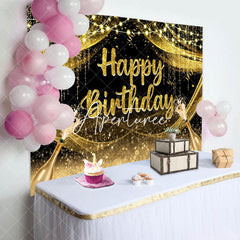 Aperturee - Golden Glitter Champagne Lights Birthday Backdrop