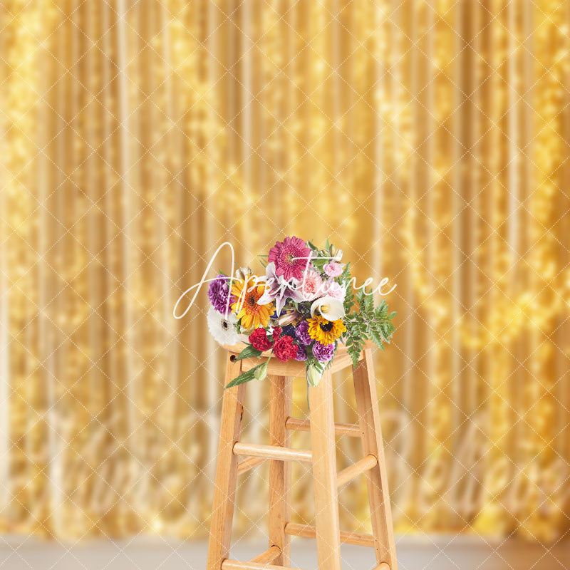 Aperturee - Golden Glitter Curtain Light Backdrop For Cake Smash