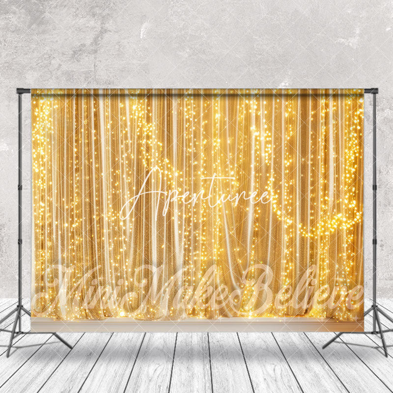 Aperturee - Golden Glitter Curtain Light Backdrop For Cake Smash