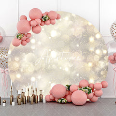 Aperturee - Golden Glitter Hazy Round Backdrop For Birthday