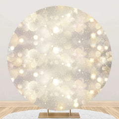 Aperturee - Golden Glitter Hazy Round Backdrop For Birthday