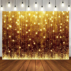 Aperturee - Golden Glitter Lines Backdrop for Birthday Party