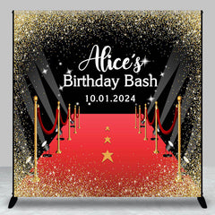 Aperturee - Golden Glitter Red Carpet Custom Birthday Backdrop