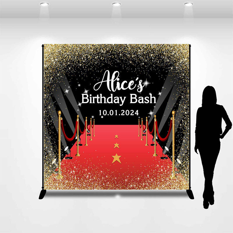 Aperturee - Golden Glitter Red Carpet Custom Birthday Backdrop