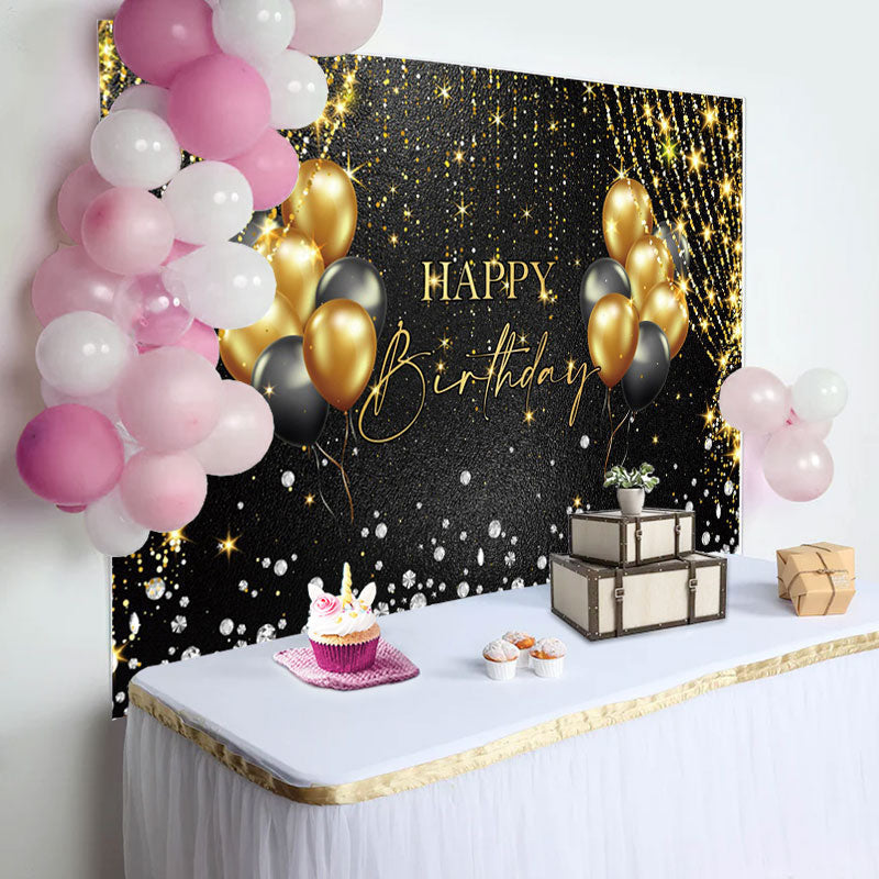 Aperturee - Golden Glitter String Balloon Birthday Backdrop