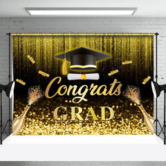 Aperturee - Golden Glitter Tassel Champagne Graduation Backdrop