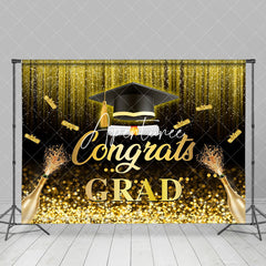 Aperturee - Golden Glitter Tassel Champagne Graduation Backdrop