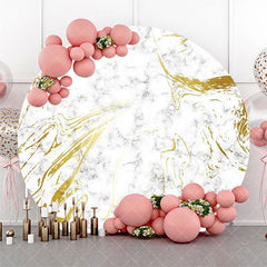 Aperturee - Golden Grey Abstract Marble Round Birthday Backdrop