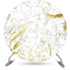 Aperturee - Golden Grey Abstract Marble Round Birthday Backdrop