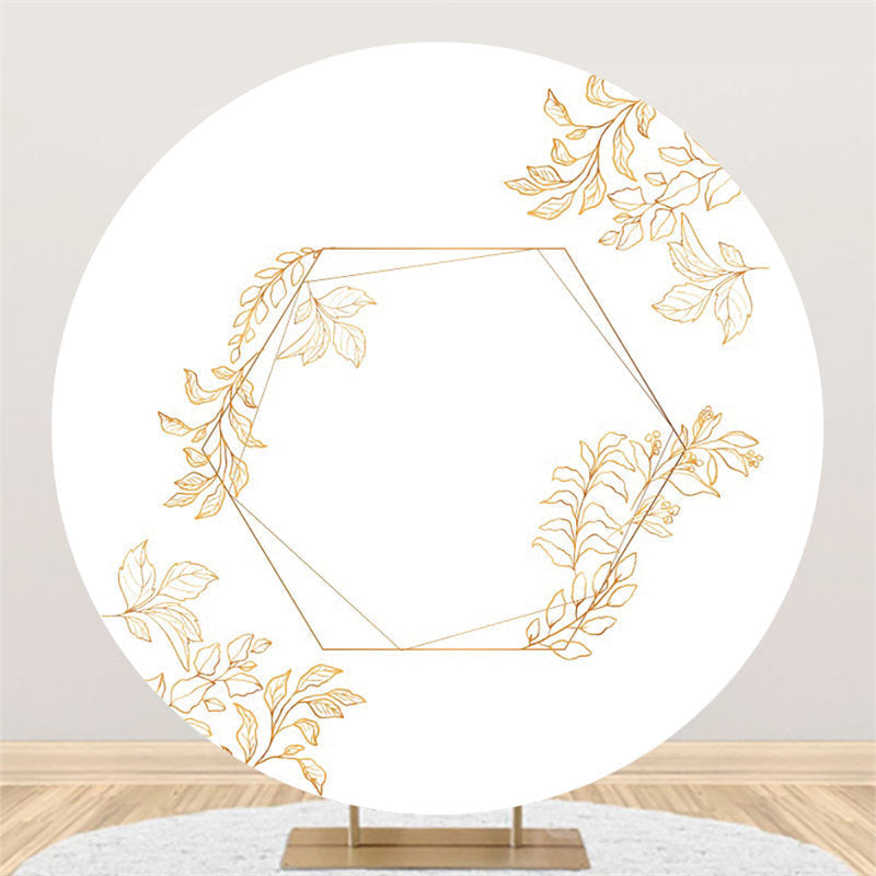 Aperturee Golden Leaves Simple Circle Backdrop For Wedding Event