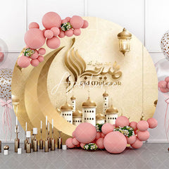 Aperturee - Golden Light Moon Palace Circle Eid Mubarak Backdrop