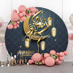 Aperturee - Golden Moon Ramadan Kareem Round Eid Mubarak Backdrop