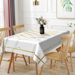 Aperturee - Golden Rhomboid Modern Simple Rectangle Tablecloth