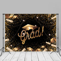 Aperturee - Golden Ribbon Black Grad Party Photo Booth Backdrop