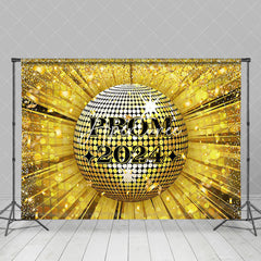 Aperturee - Golden Ribbon Glitter Disco Ball Backdrop For Prom