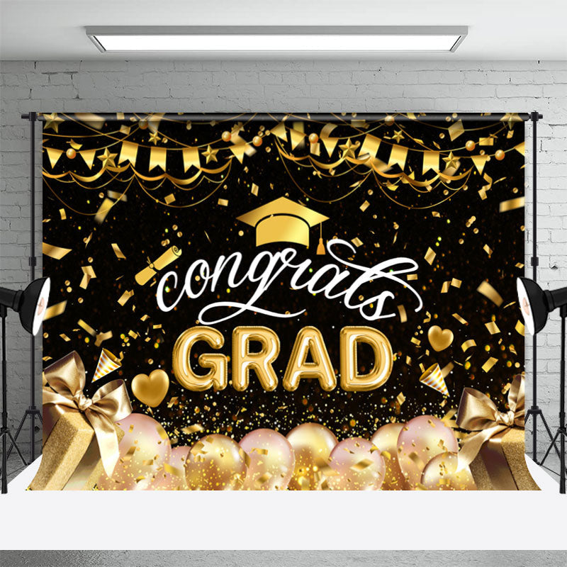 Aperturee - Golden Ribbons Balloon Gifts Graduation Backdrop