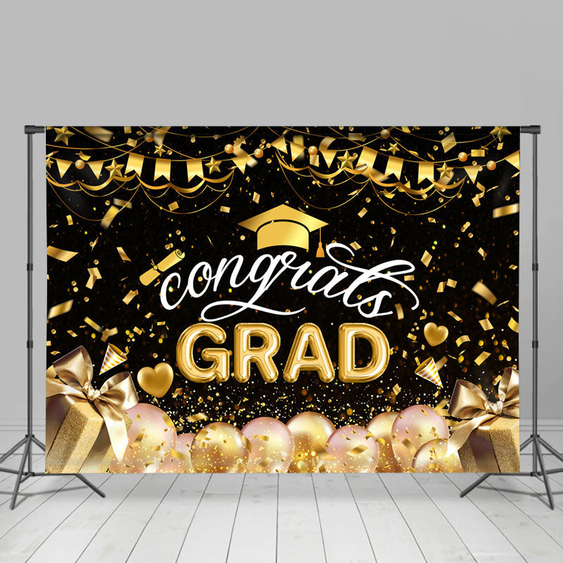 Aperturee - Golden Ribbons Balloon Gifts Graduation Backdrop