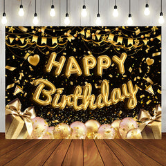 Aperturee - Golden Ribbons Gift Pink Balloons Birthday Backdrop