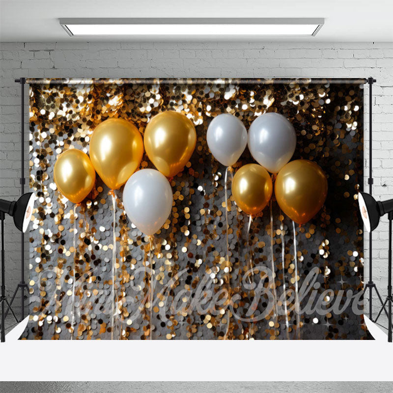 Aperturee - Golden Sequin Balloons Christmas Photo Backdrop