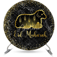 Aperturee - Golden Sheep Palace Glitter Marble Round Eid Backdrop