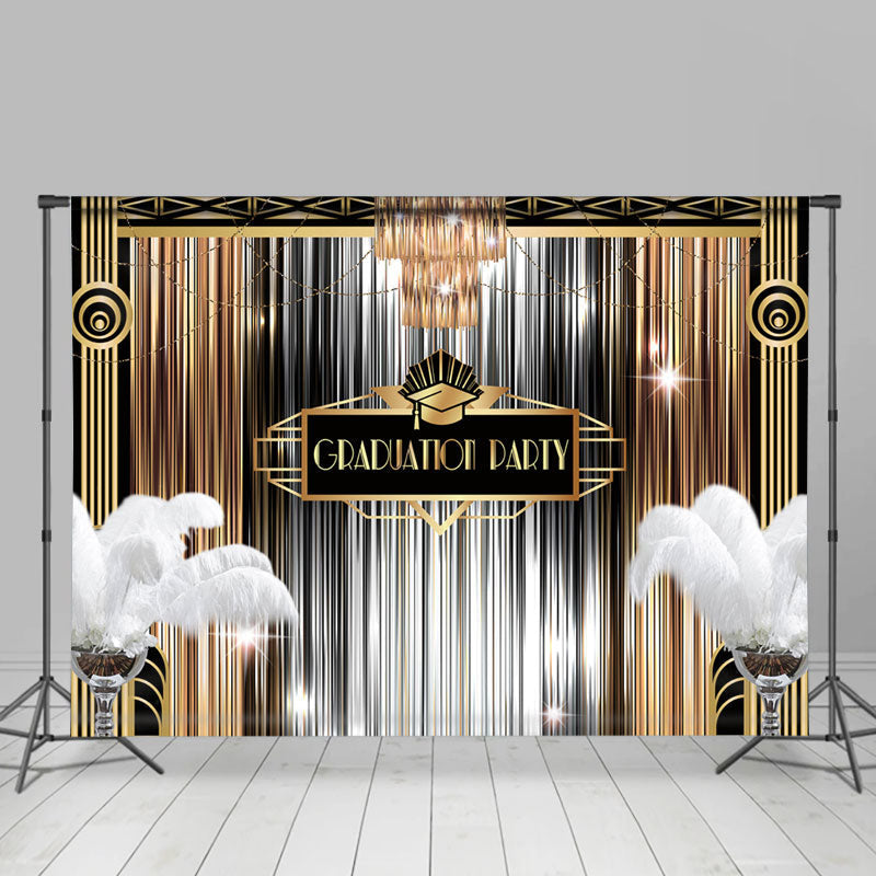 Aperturee - Golden Silver Metallic Feel Line Graduation Backdrop