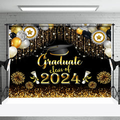 Aperturee - Golden Sparkling Balloon Tassel Graduation Backdrop