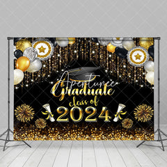 Aperturee - Golden Sparkling Balloon Tassel Graduation Backdrop