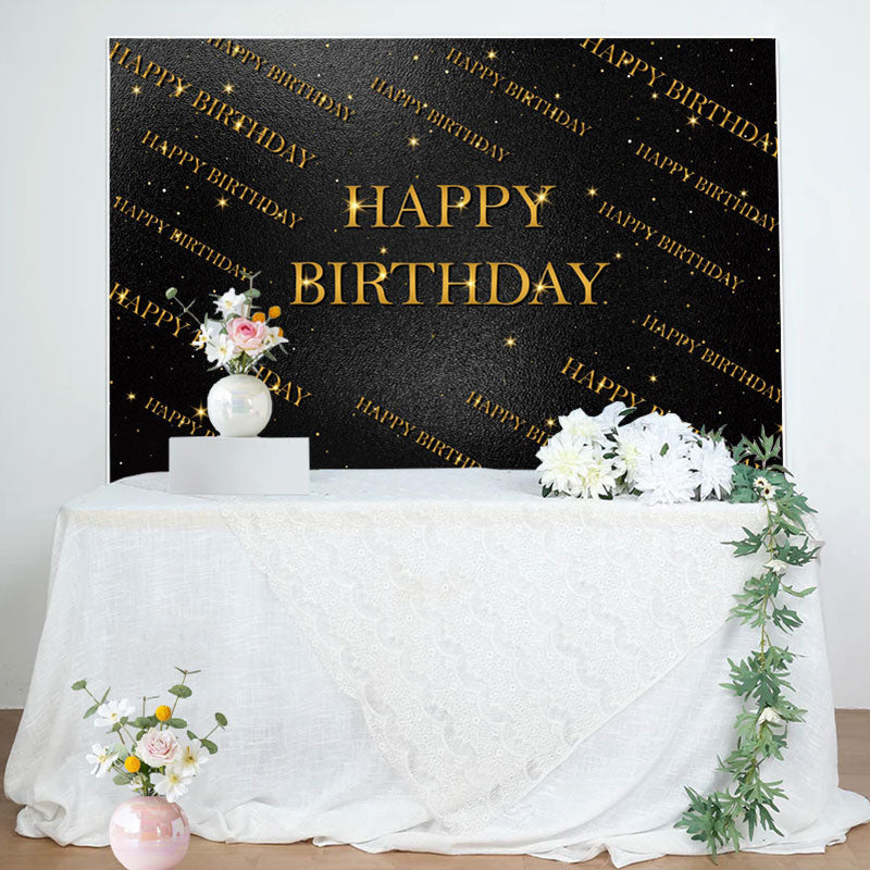 Aperturee - Golden Step And Repeat Black Wall Birthday Backdrop