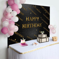 Aperturee - Golden Step And Repeat Black Wall Birthday Backdrop