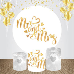 Aperturee - Golden White Grey Heart Circle Wedding Backdrop Kit