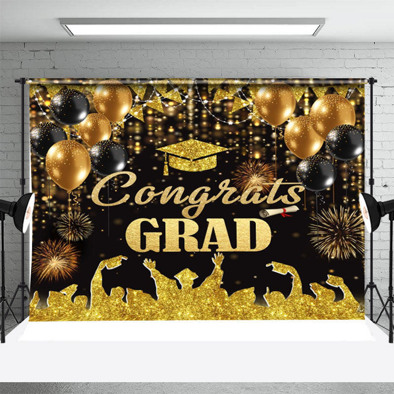 Aperturee - Golgen Student Balloons Bokeh Graduation Backdrop