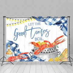 Aperturee - Good Times Crawfish Boil Blue Plaid Party Backdrop