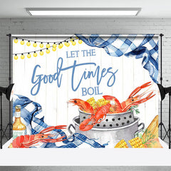 Aperturee - Good Times Crawfish Boil Blue Plaid Party Backdrop