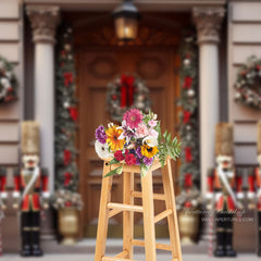 Aperturee - Gorgeous Gate Christmas Wreath Guard Photo Backdrop