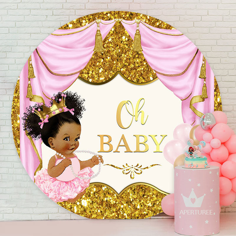 Aperturee - Gorgeous Pink And Gold Oh Baby Shower Backdrop