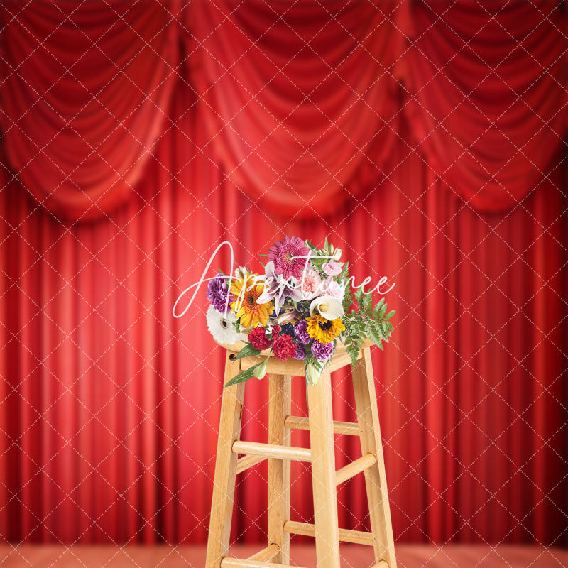 Aperturee - Gorgeous Theater Red Curtain Stage Photo Backdrop