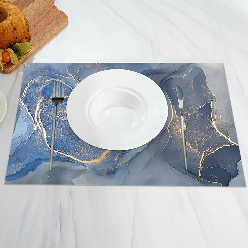 Aperturee - Gradient Blue Golden Abstract Set Of 4 Placemats