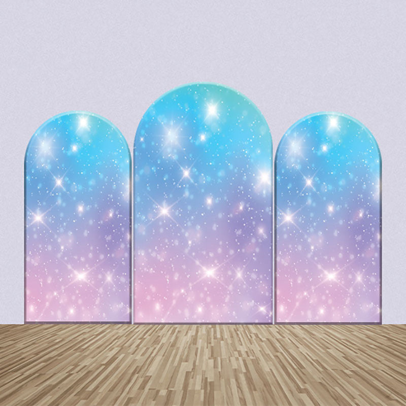 Aperturee - Gradient Blue Purple Pink Glitter Arch Backdrop Kit