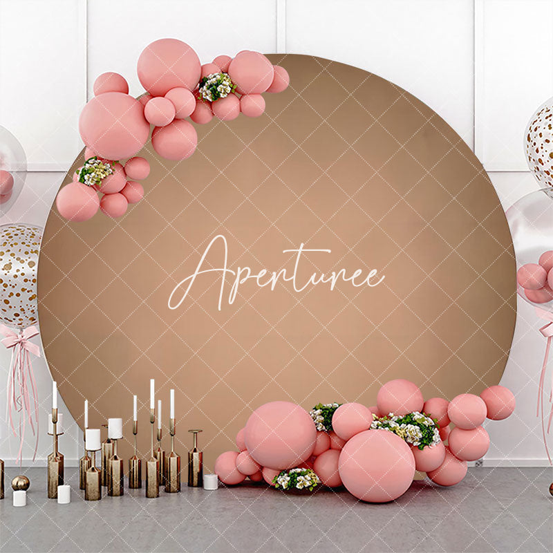 Aperturee - Gradient Khaki Simple Circle Backdrop For Birthday