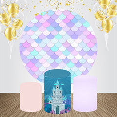 Aperturee - Gradient Mermaid Castle Circle Birthday Backdrop Kit