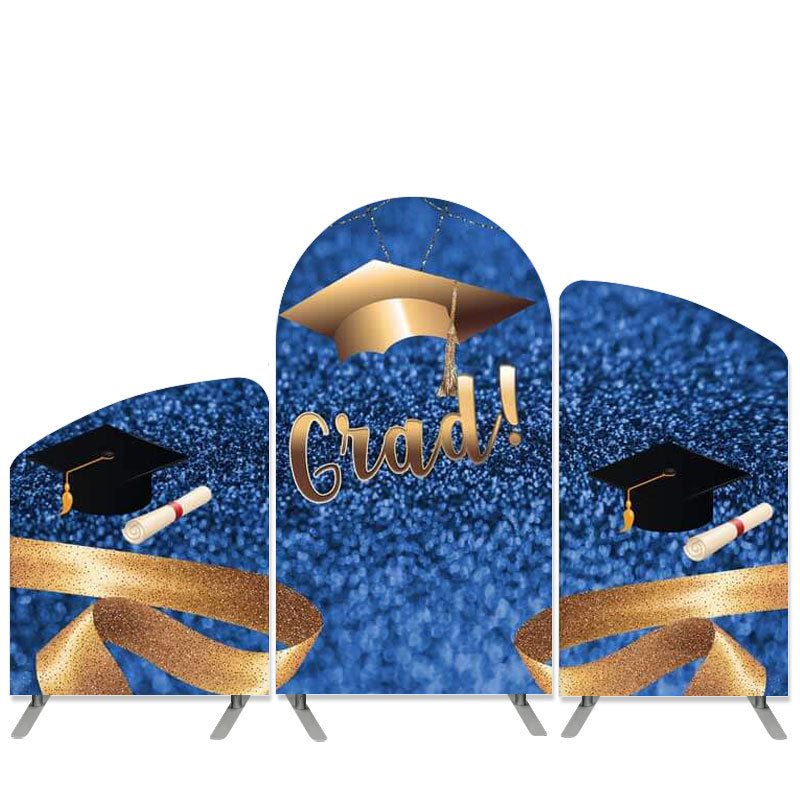 Aperturee Graduation Theme Navy Blue Glitter Arch Backdrop Kit Banner