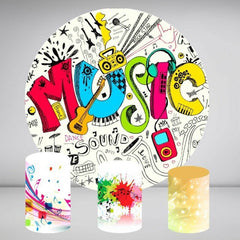 Aperturee Graffiti Abstract Music Round Birthday Party Backdrop Kit