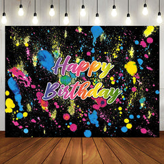 Aperturee - Graffiti Black Happy Birthday Backdrop for Party