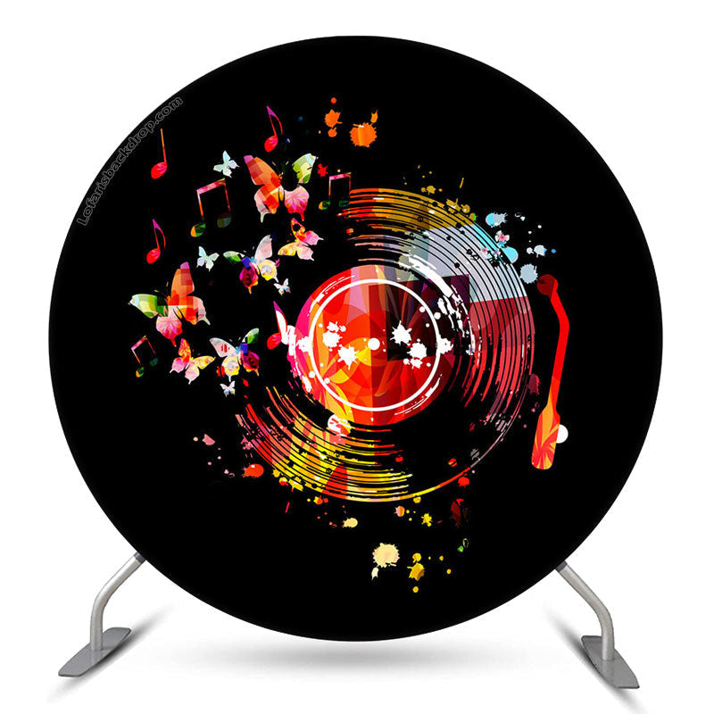 Aperturee Graffiti Phonography Record Music Round Party Backdrop