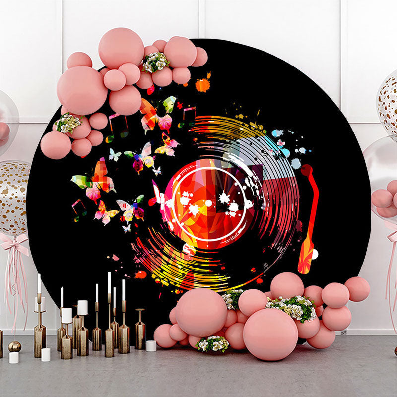 Aperturee Graffiti Phonography Record Music Round Party Backdrop