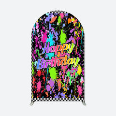 Aperturee - Graffiti Splash Paint Happy Birthday Arch Backdrop