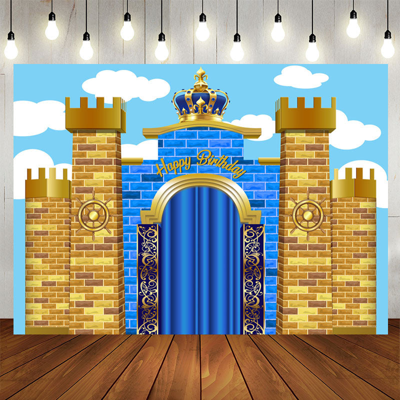 Aperturee - Grand Castle With Crown Happy Birthday Backdrop For Kid