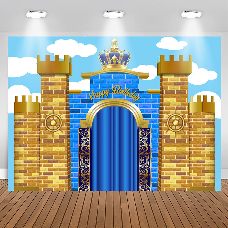 Aperturee - Grand Castle With Crown Happy Birthday Backdrop For Kid