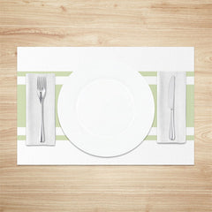 Aperturee - Grass Green White Stripe Modern Set Of 4 Placemats