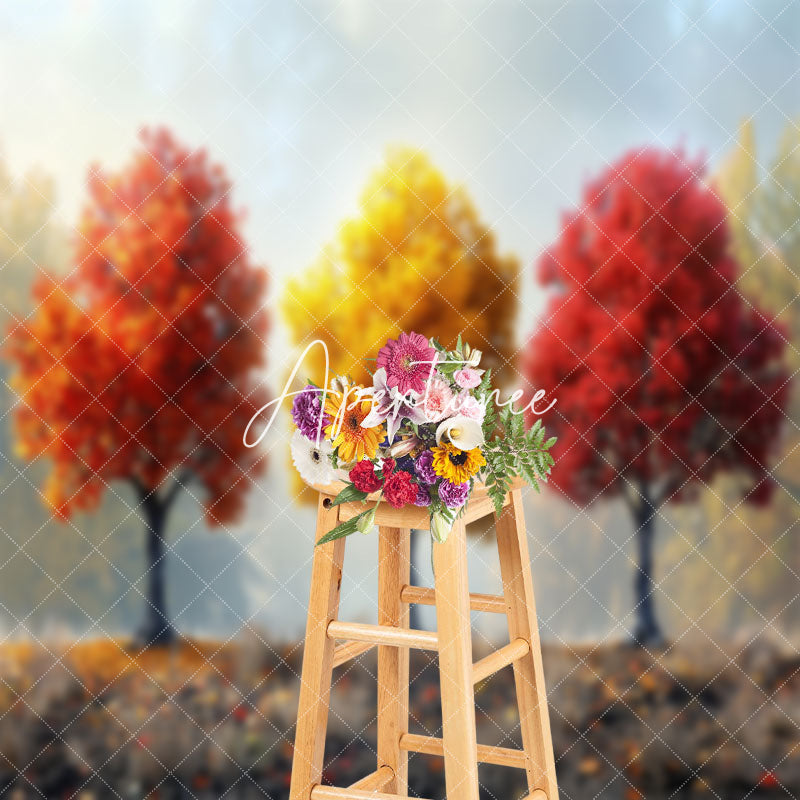 Aperturee - Grassland Maple Trees Autumn Scenery Photo Backdrop